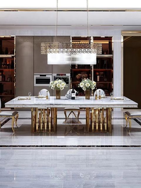 Luxury Dining Table Set Marble For 4 8 Chairs Marble Top Dining Table ... with regard to Luxury Marble Dining Table For Dining Hall